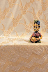 KP CREATION Elegant Cream Silk Saree with Intricate Gold Prints and Traditional Styling